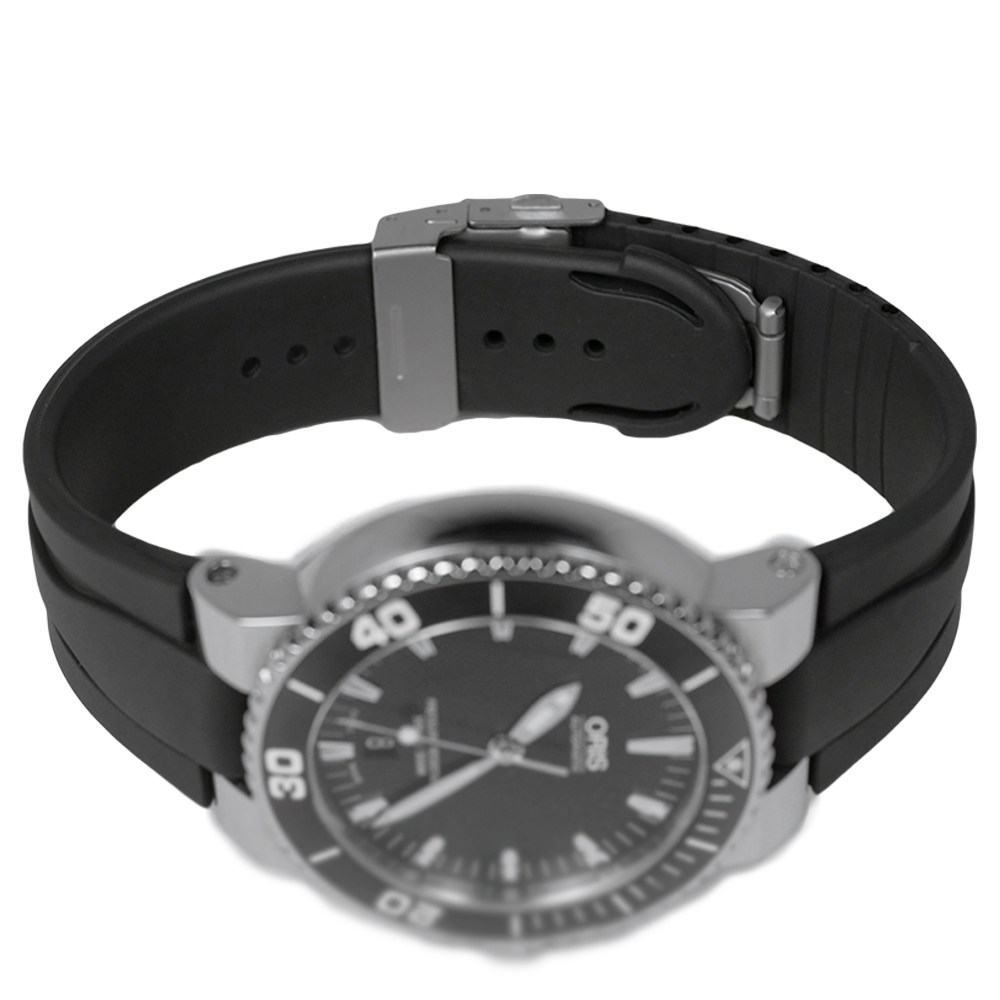 Chronotiempo Black Silicone Band ORIS Aquis Date Watch Strap 24mm